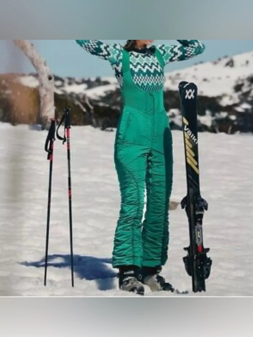 Free People Movement Lift Laugh Love Ski Bib Green Glow Size Small NWT